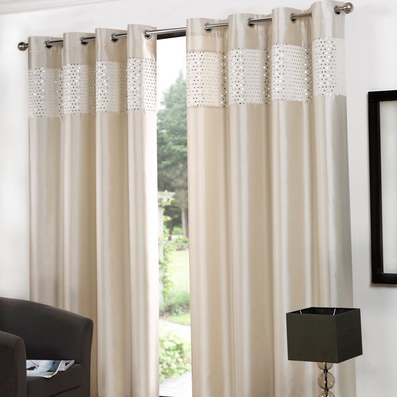 Glitz Eyelet Curtains (45" Width x 72" Drop) - Cream